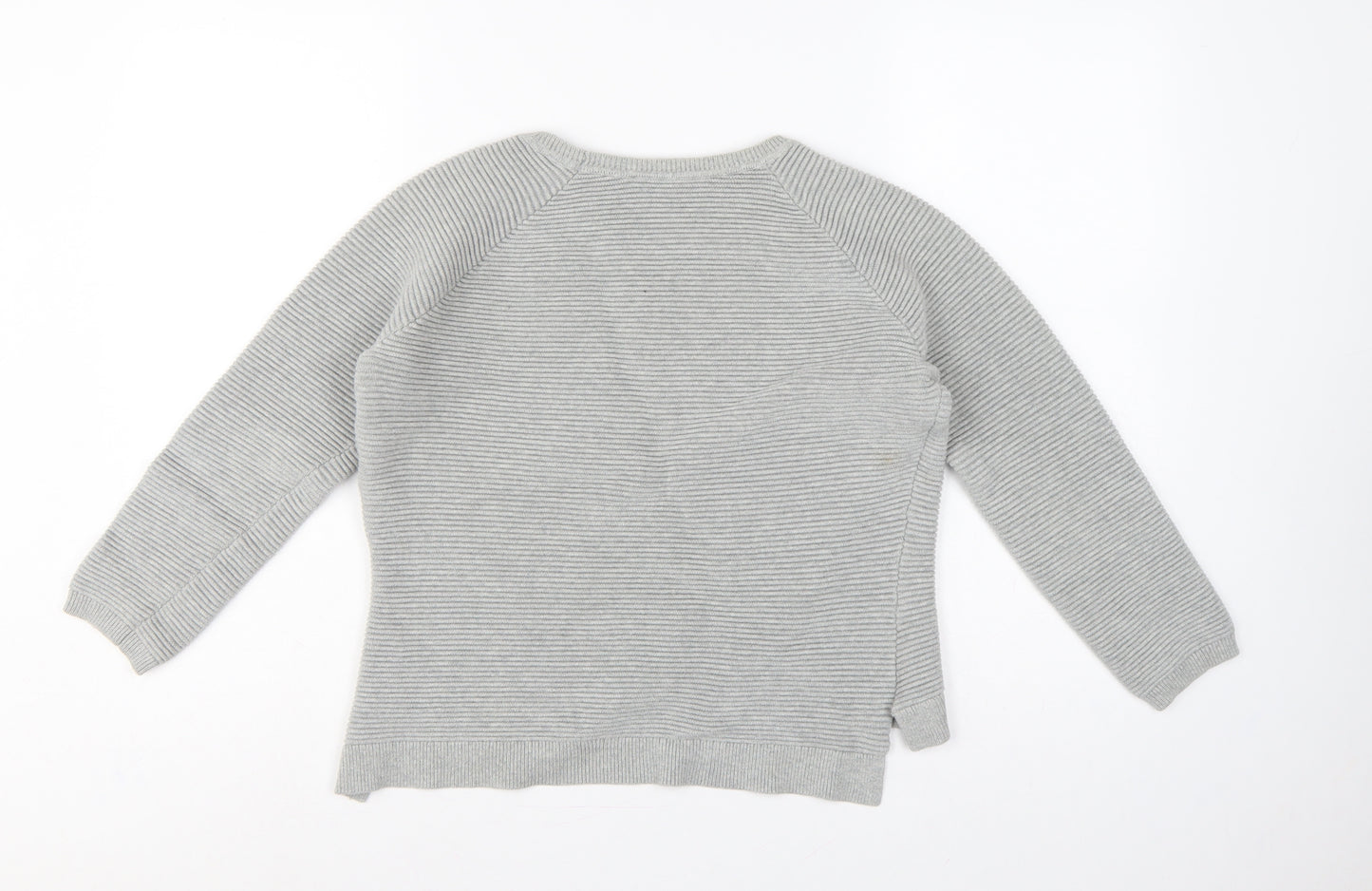 French Connection Women’s Grey XS Cotton Rib Knit Raglan Pullover Jumper