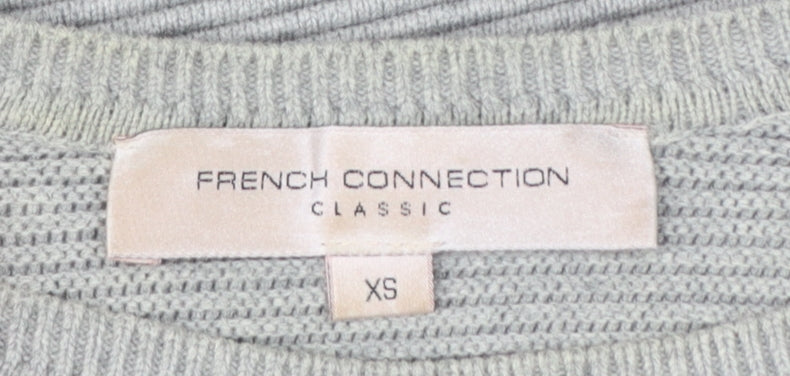 French Connection Women’s Grey XS Cotton Rib Knit Raglan Pullover Jumper