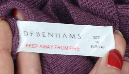 Debenhams Women’s Purple Petite UK 18 Wrap Knit Jumper Belted