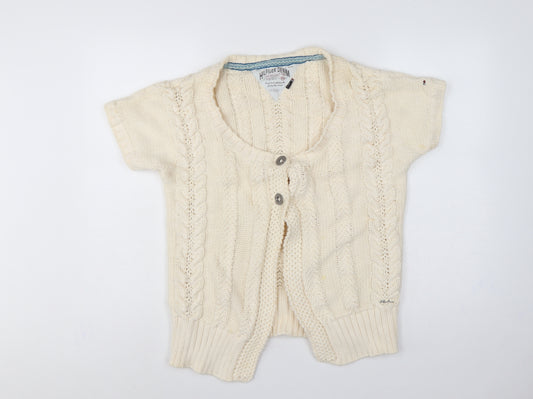Hilfiger Denim Women Ivory XL Cable Knit Short Sleeve Cardigan