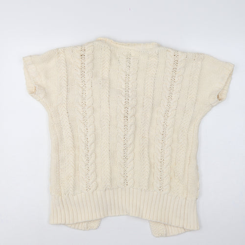 Hilfiger Denim Women Ivory XL Cable Knit Short Sleeve Cardigan