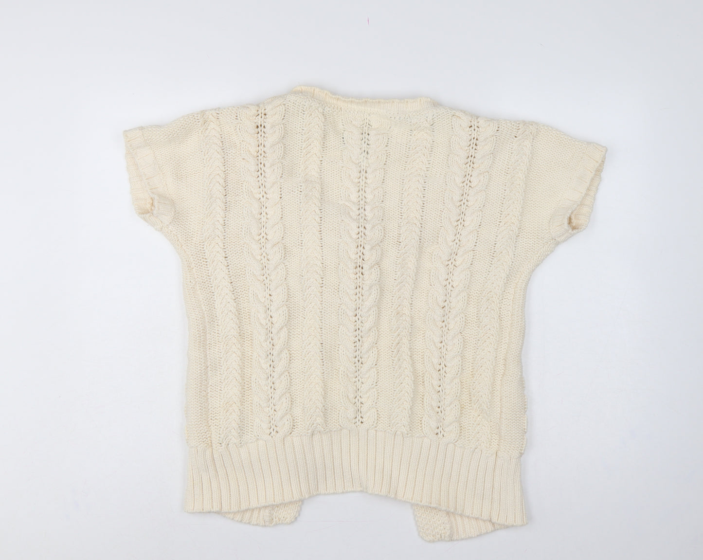 Hilfiger Denim Women Ivory XL Cable Knit Short Sleeve Cardigan