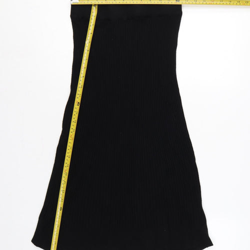 Soyaconcept Women's Black S Ribbed Knit Flare Long Maxi Skirt