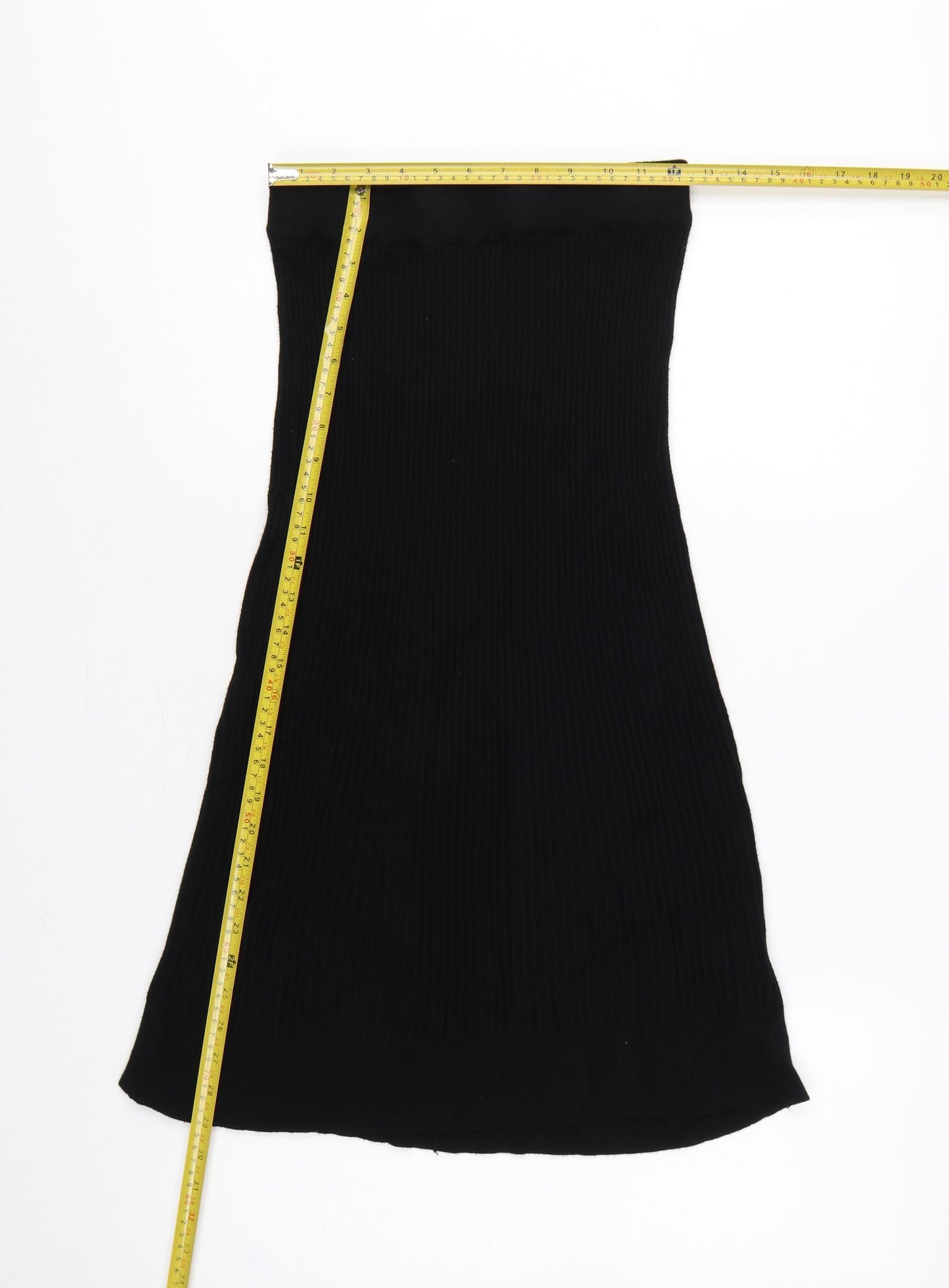 Soyaconcept Women's Black S Ribbed Knit Flare Long Maxi Skirt