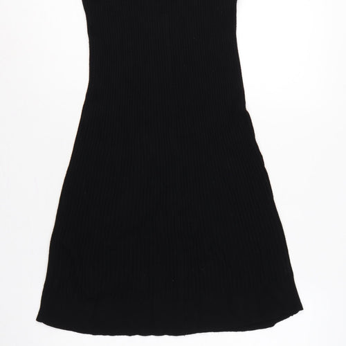 Soyaconcept Women's Black S Ribbed Knit Flare Long Maxi Skirt