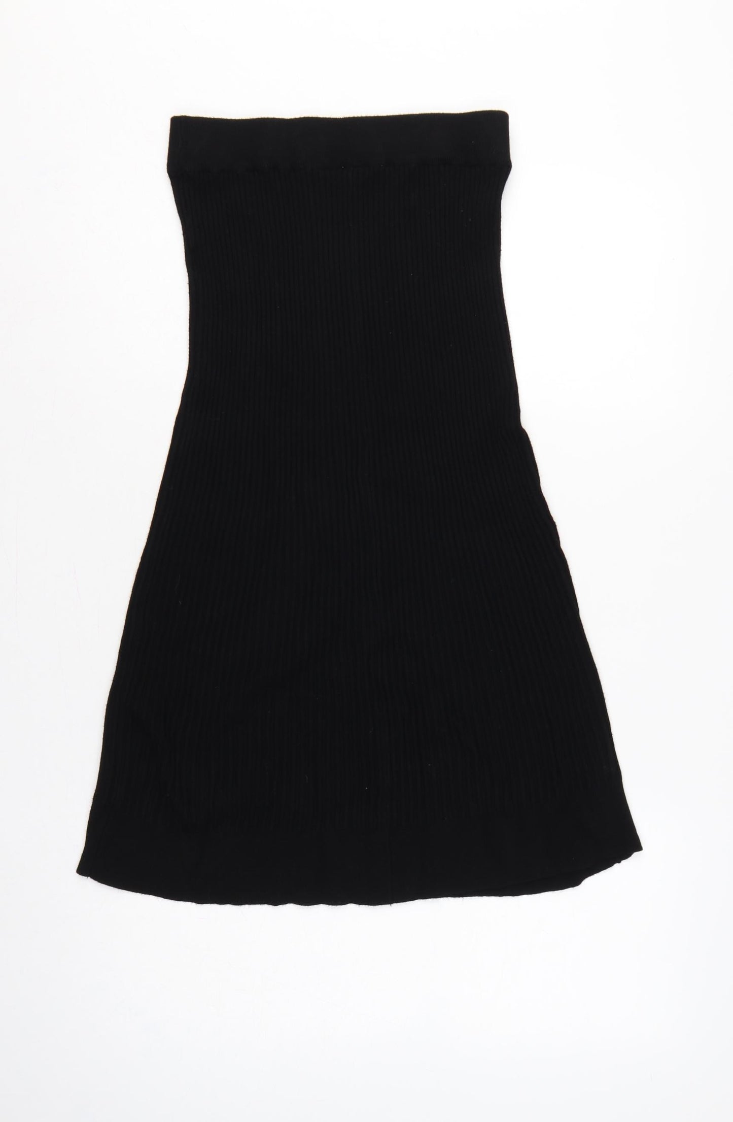 Soyaconcept Women's Black S Ribbed Knit Flare Long Maxi Skirt