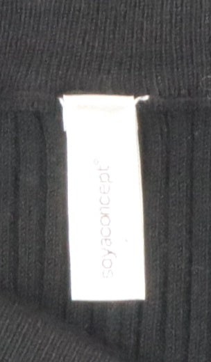 Soyaconcept Women's Black S Ribbed Knit Flare Long Maxi Skirt