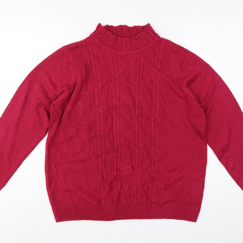 Isle Essentials Women's Red Size 20 Cable Knit Roll Neck Jumper