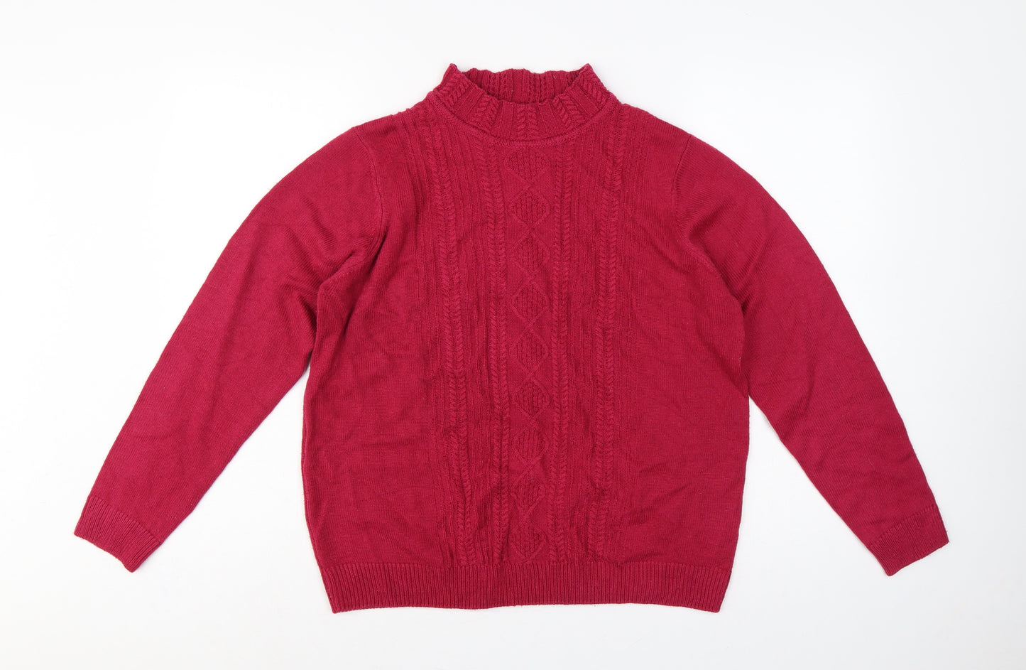 Isle Essentials Women's Red Size 20 Cable Knit Roll Neck Jumper
