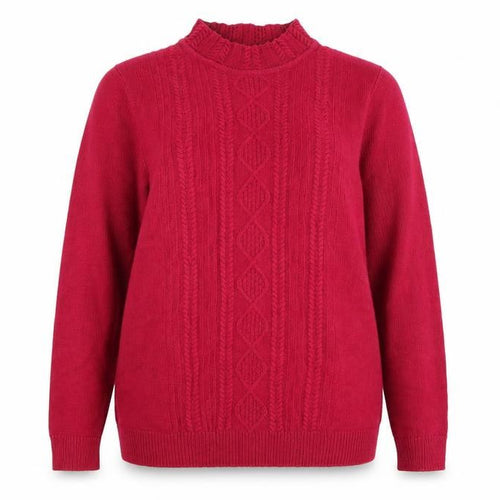 Isle Essentials Women's Red Size 20 Cable Knit Roll Neck Jumper