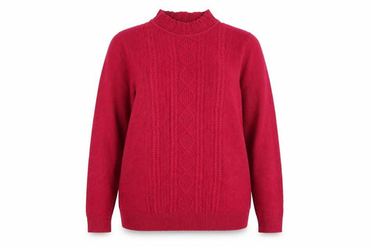 Isle Essentials Women's Red Size 20 Cable Knit Roll Neck Jumper