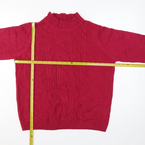 Isle Essentials Women's Red Size 20 Cable Knit Roll Neck Jumper