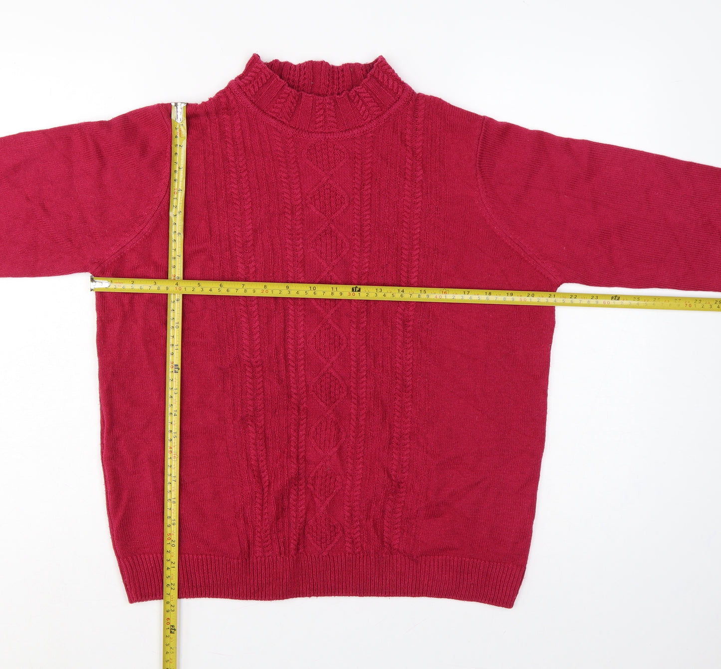 Isle Essentials Women's Red Size 20 Cable Knit Roll Neck Jumper