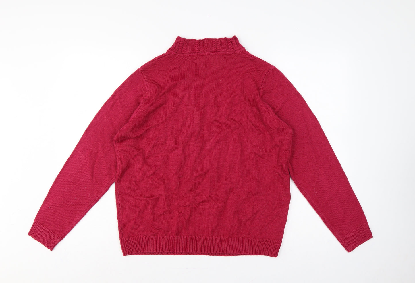 Isle Essentials Women's Red Size 20 Cable Knit Roll Neck Jumper