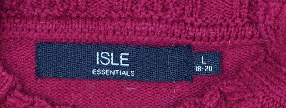 Isle Essentials Women's Red Size 20 Cable Knit Roll Neck Jumper