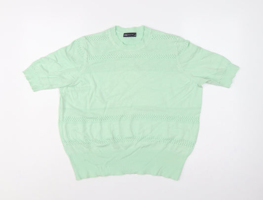 Marks and Spencer Women Green UK 18 Short Sleeve Knit Pullover Jumper