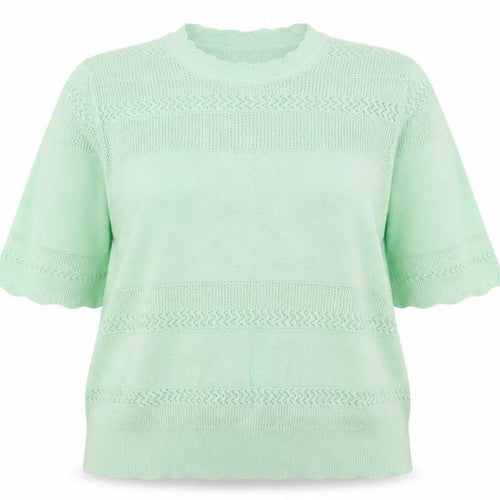 Marks and Spencer Women Green UK 18 Short Sleeve Knit Pullover Jumper