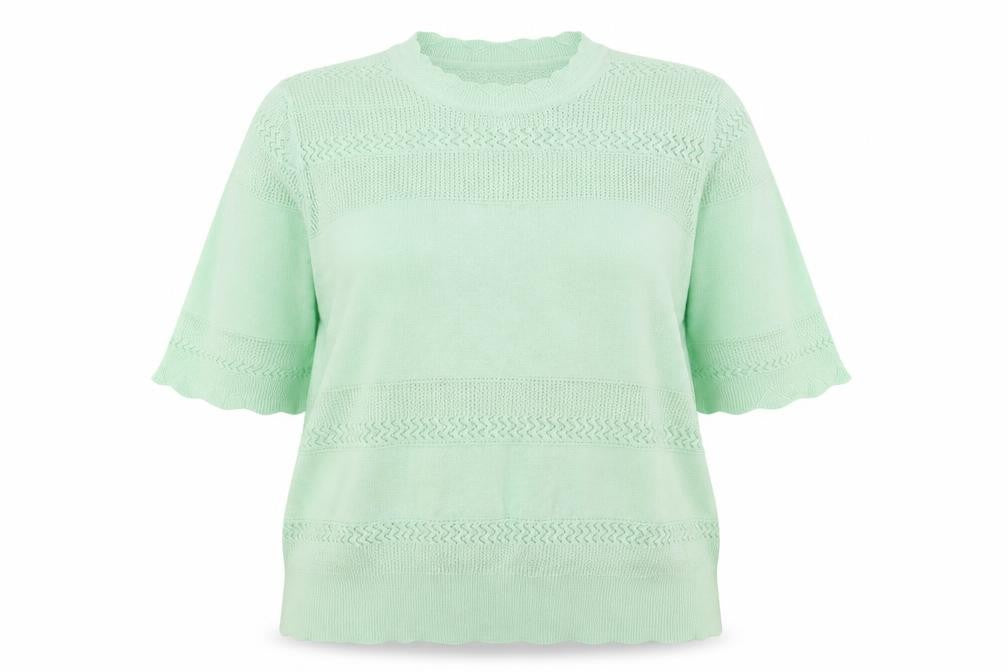 Marks and Spencer Women Green UK 18 Short Sleeve Knit Pullover Jumper