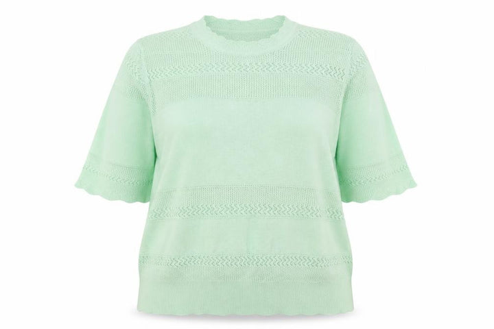 Marks and Spencer Women Green UK 18 Short Sleeve Knit Pullover Jumper