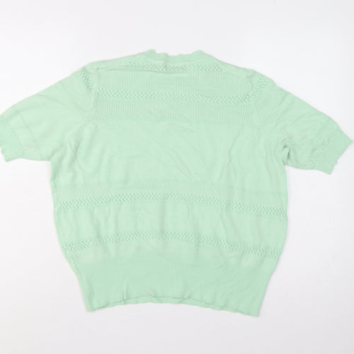Marks and Spencer Women Green UK 18 Short Sleeve Knit Pullover Jumper