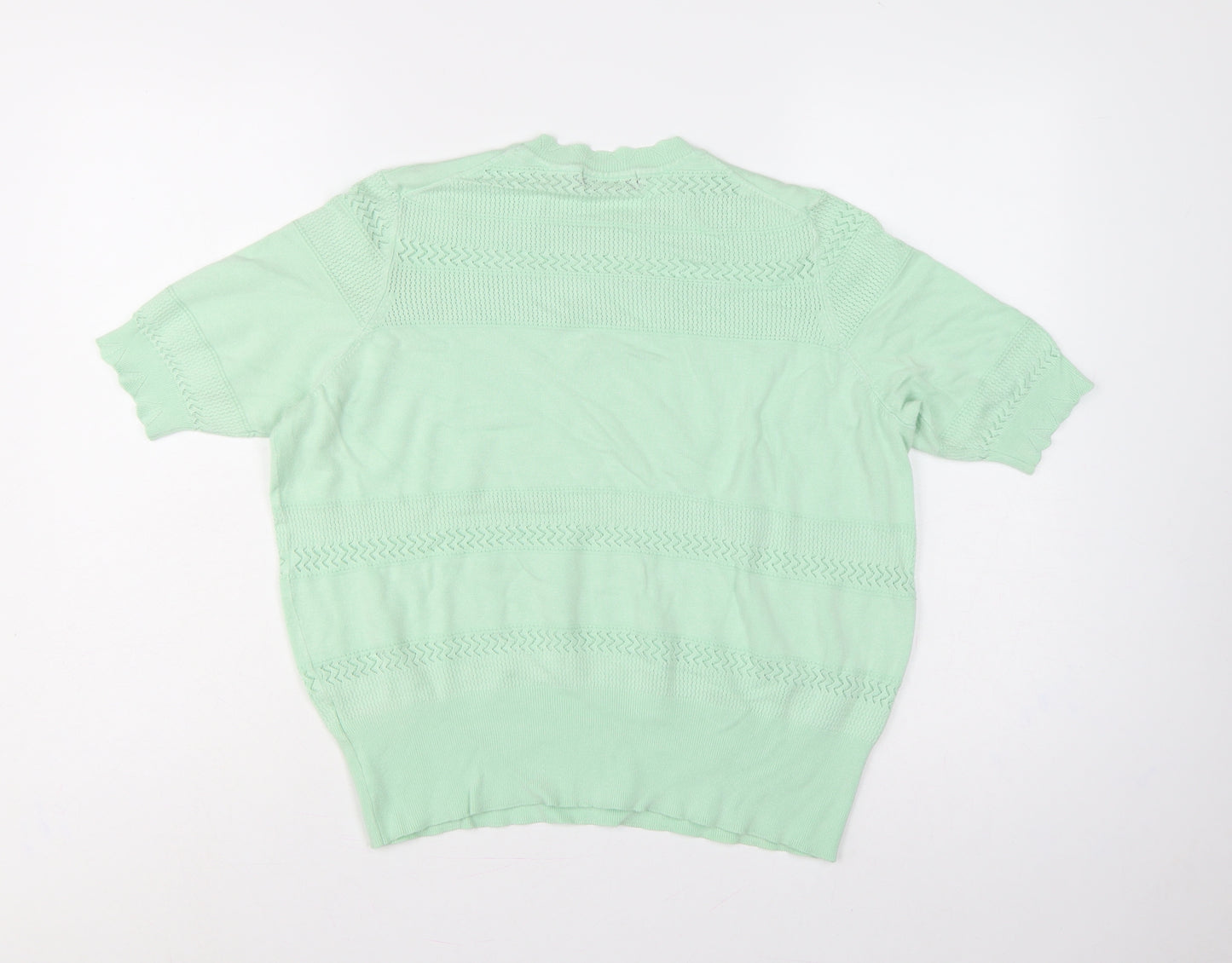 Marks and Spencer Women Green UK 18 Short Sleeve Knit Pullover Jumper
