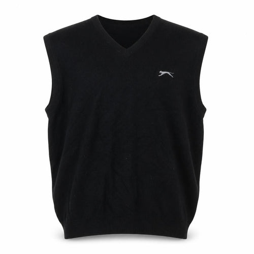 Slazenger Men Black L V-Neck Lambswool Golf Knit Vest Jumper