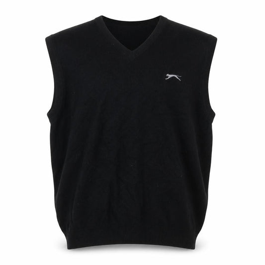 Slazenger Men Black L V-Neck Lambswool Golf Knit Vest Jumper