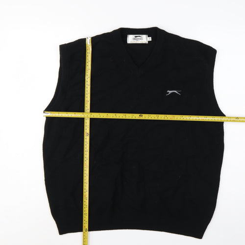 Slazenger Men Black L V-Neck Lambswool Golf Knit Vest Jumper