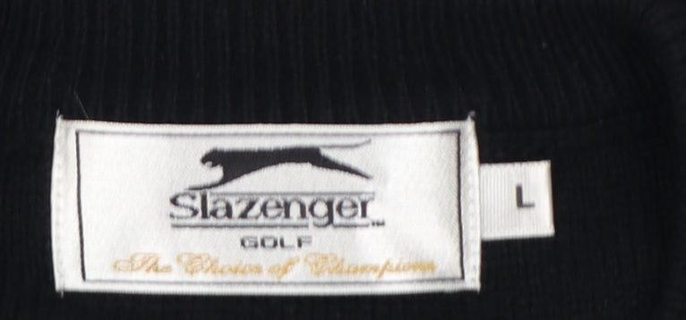 Slazenger Men Black L V-Neck Lambswool Golf Knit Vest Jumper
