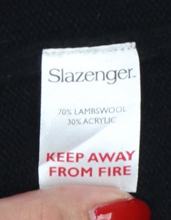 Slazenger Men Black L V-Neck Lambswool Golf Knit Vest Jumper