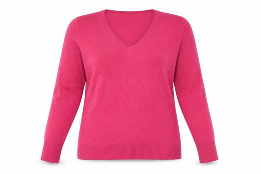 Marks and Spencer Women Pink UK 16 V-Neck Knit Pullover Jumper