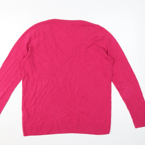 Marks and Spencer Women Pink UK 16 V-Neck Knit Pullover Jumper