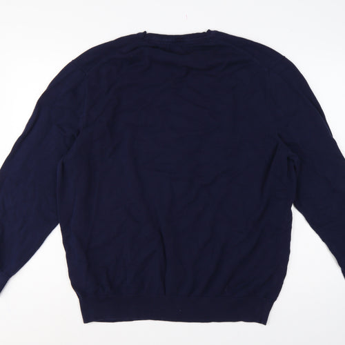 Club Room Men’s Blue 3XL Robot Graphic Pima Cotton Crew Neck Jumper