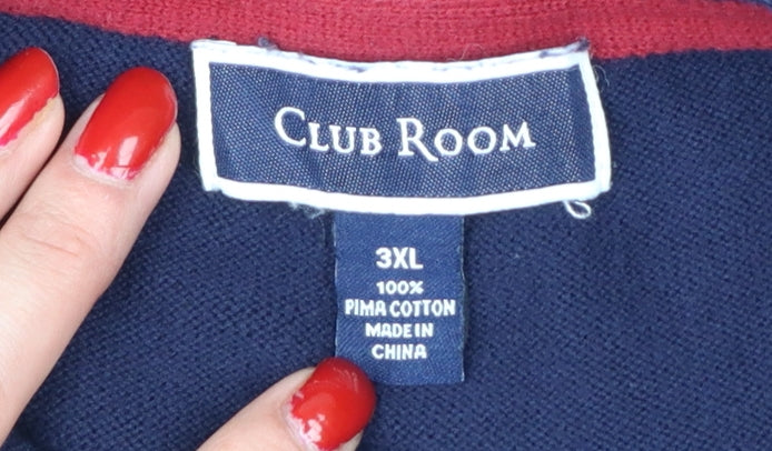 Club Room Men’s Blue 3XL Robot Graphic Pima Cotton Crew Neck Jumper