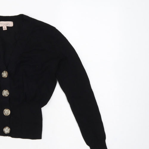 Philosophy Women’s Black Size S Button Front V-Neck Knit Cardigan