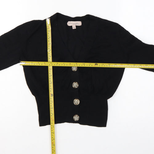 Philosophy Women’s Black Size S Button Front V-Neck Knit Cardigan