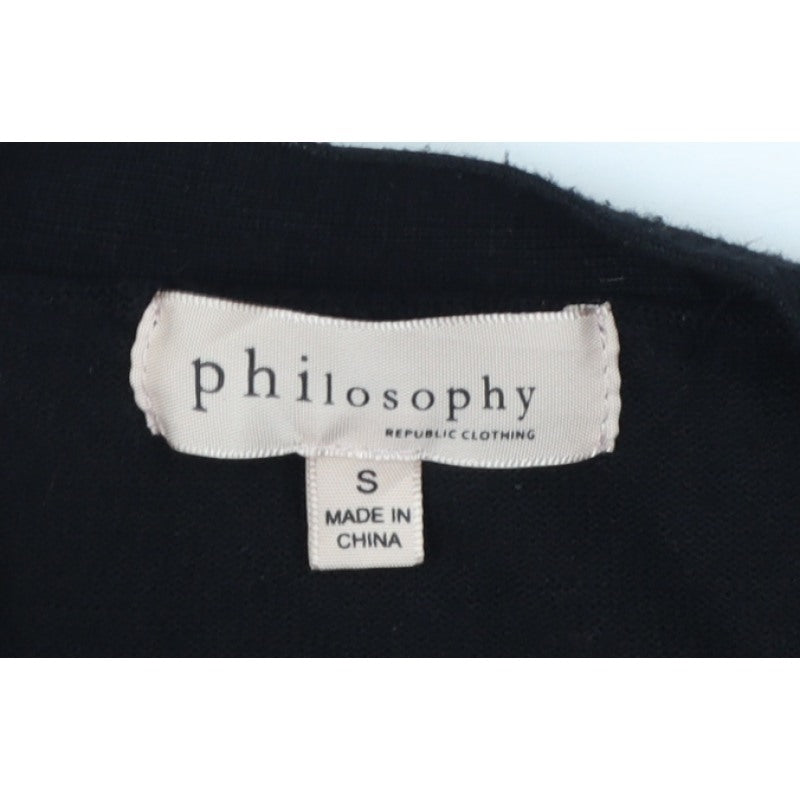 Philosophy Women’s Black Size S Button Front V-Neck Knit Cardigan