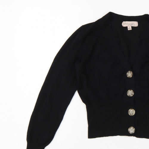 Philosophy Women’s Black Size S Button Front V-Neck Knit Cardigan
