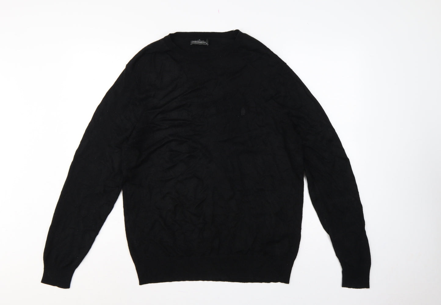 French Connection Men's Black XL Crew Neck Logo Knit Pullover Jumper
