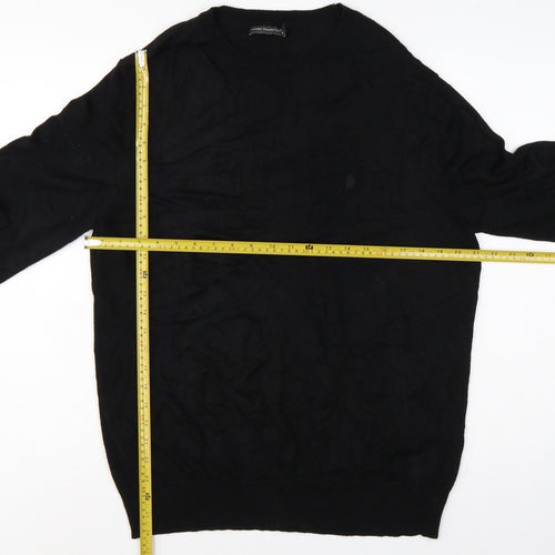 French Connection Men's Black XL Crew Neck Logo Knit Pullover Jumper