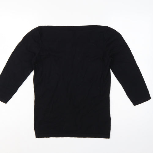 Next Women's Black UK 12 Boat Neck Long Sleeve Knit Tunic Jumper