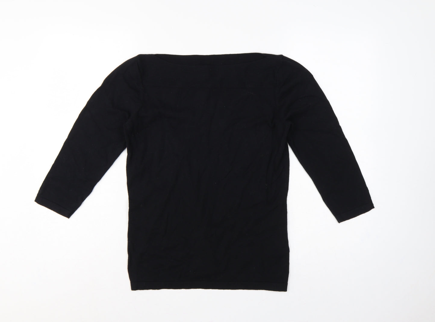 Next Women's Black UK 12 Boat Neck Long Sleeve Knit Tunic Jumper