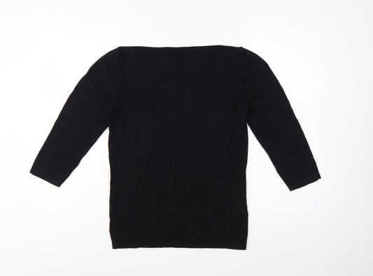 Next Women's Black UK 12 Boat Neck Long Sleeve Knit Tunic Jumper