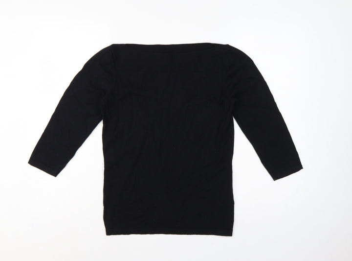 Next Women's Black UK 12 Boat Neck Long Sleeve Knit Tunic Jumper