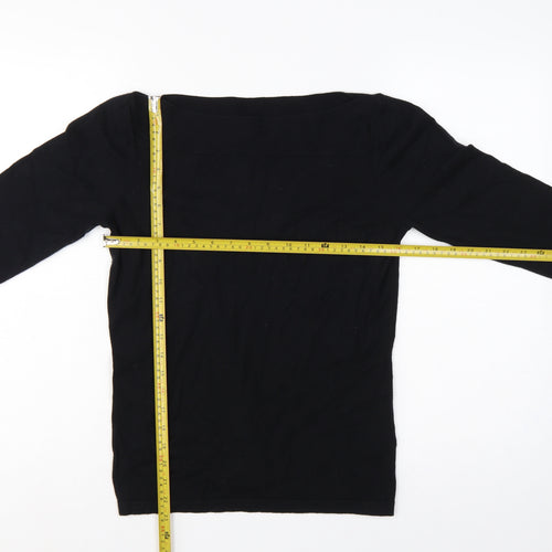 Next Women's Black UK 12 Boat Neck Long Sleeve Knit Tunic Jumper