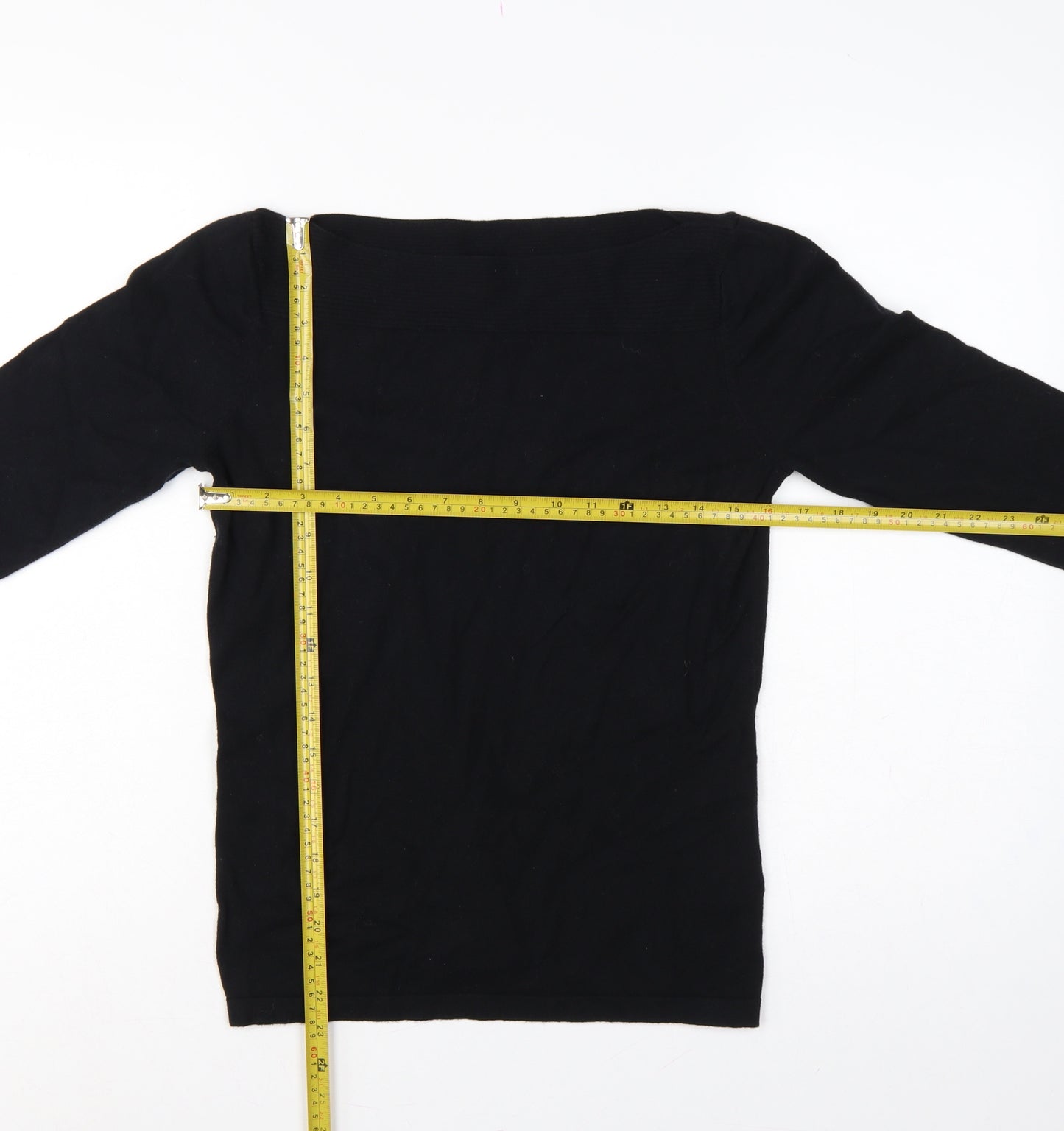 Next Women's Black UK 12 Boat Neck Long Sleeve Knit Tunic Jumper