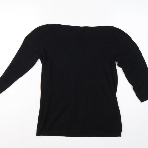 Next Women's Black UK 12 Boat Neck Long Sleeve Knit Tunic Jumper