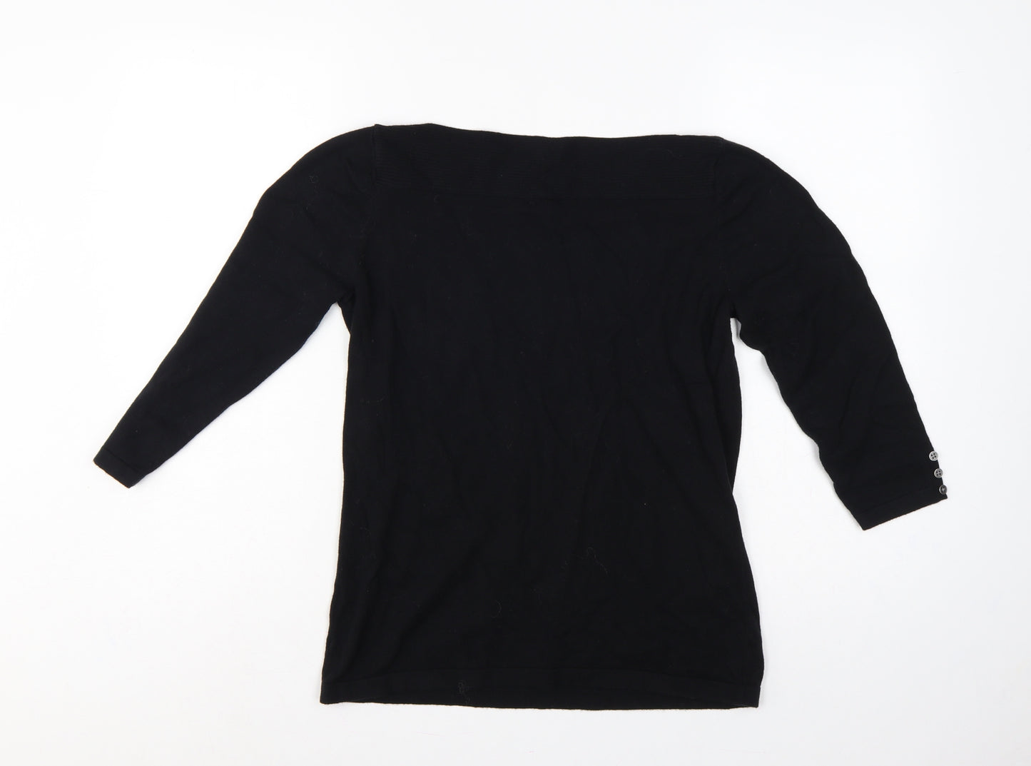 Next Women's Black UK 12 Boat Neck Long Sleeve Knit Tunic Jumper