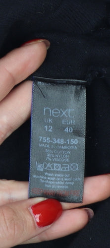 Next Women's Black UK 12 Boat Neck Long Sleeve Knit Tunic Jumper