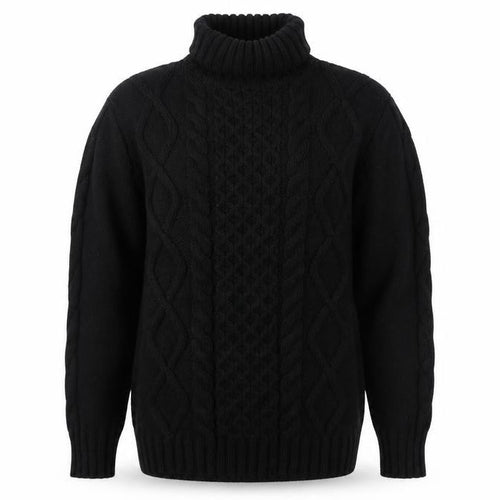 M&S Women Black M Cable Knit Roll Neck Pullover Jumper